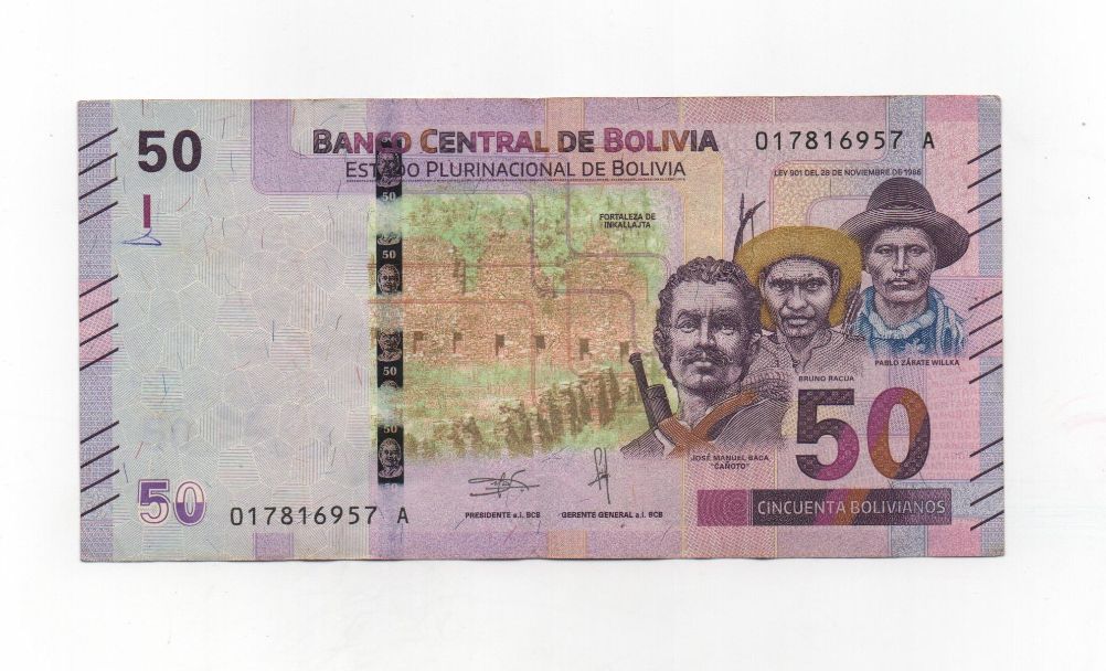 BOLIVIA DEL AÑO 2018 DE 50 BOLIVIANOS